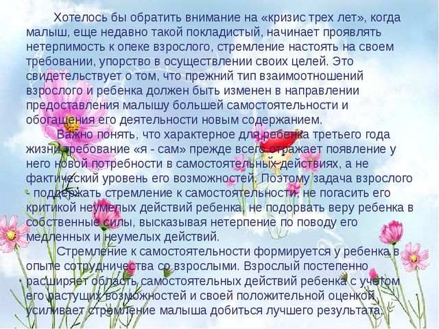 Презентация для родительского собрания во второй младшей группе " Возрастные особенности детей 3 лет"