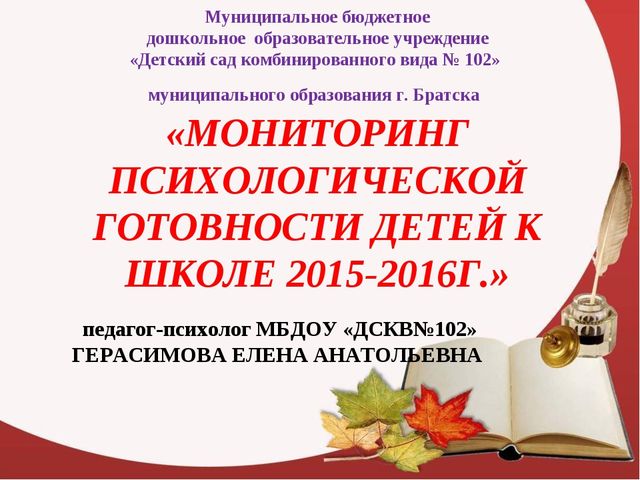 "Мониторинг психологической готовности детей к школе"