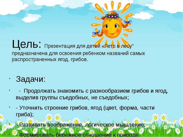 Презентация по познавательному развитию на тему "Лето в лесу" (Старшая группа)