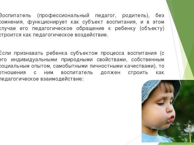 Ребенок как субъект целостного педагогического процесса.