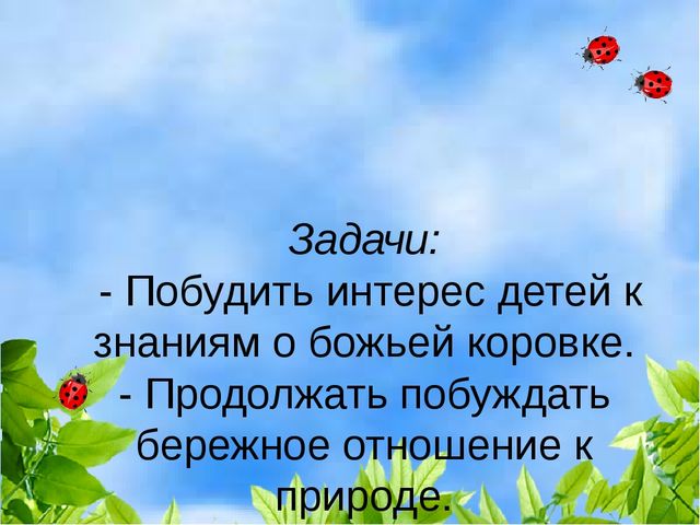 Презентация к интегрированному комплексному занятию в младшей группе на тему «Здравствуй, божья коровка!»