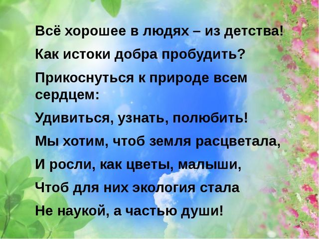 Презентация "Экологическое воспитание в детском саду"