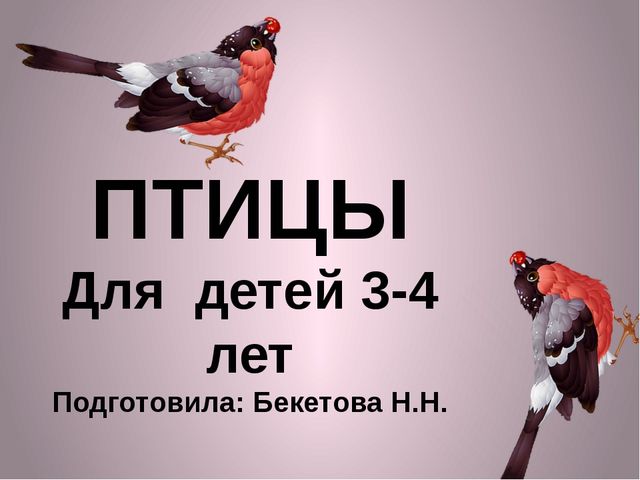 ПРЕЗЕНТАЦИЯ К ЗАНЯТИЮ "ПТИЦЫ" ДЛЯ ДЕТЕЙ 2-3 ЛЕТ