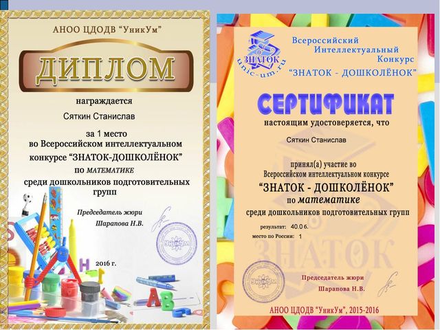 Портфолио воспитателя отделения дошкольного образования Лютовой Ю.А.