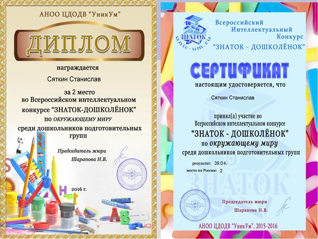 Портфолио воспитателя отделения дошкольного образования Лютовой Ю.А.