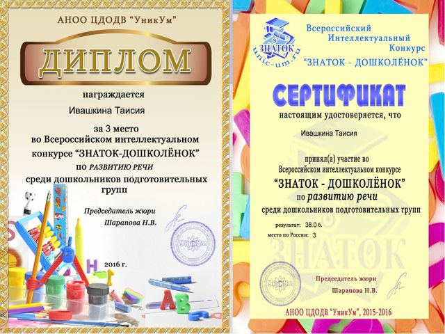 Портфолио воспитателя отделения дошкольного образования Лютовой Ю.А.
