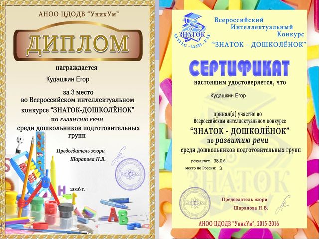 Портфолио воспитателя отделения дошкольного образования Лютовой Ю.А.