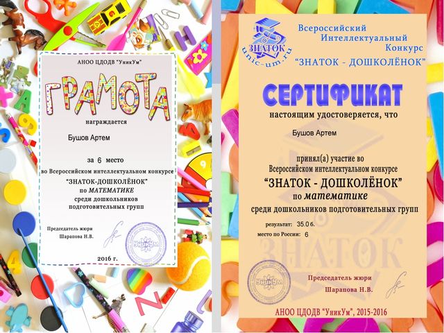 Портфолио воспитателя отделения дошкольного образования Лютовой Ю.А.