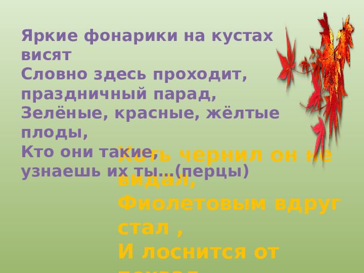 Презентация "Осенний урожай" (прилагается к конспекту "Осенний урожай")