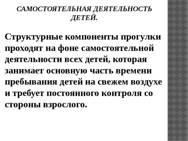 Презентация "Организация прогулки в детском саду".