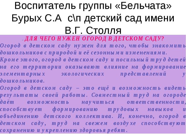 Презентация по экологическому воспитанию " наш весёлый огород"