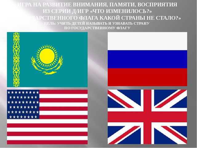 Презентация из серии д/игр "Что изменилось?": "Государственного флага какой страны не стало?"