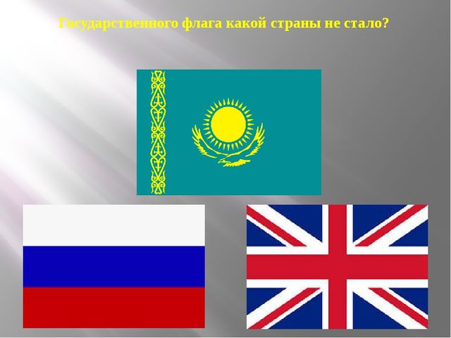 Презентация из серии д/игр "Что изменилось?": "Государственного флага какой страны не стало?"