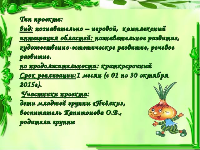 Презентация проекта "Чудо-Лук" в младшей группе.