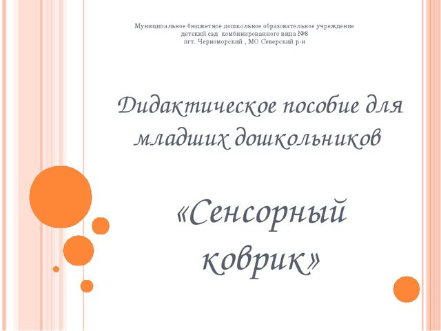 Дидактическое пособие для младших дошкольников "Сенсорный коврик"