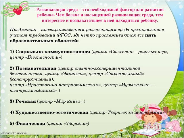 Презентация на тему "Предметно-развивающая среда группы дошкольного образовательного учреждения"
