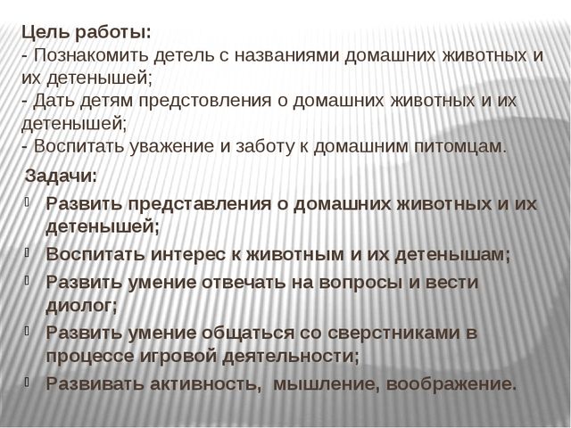 Презентация: Знакомство с домашними животными и их детенышами.