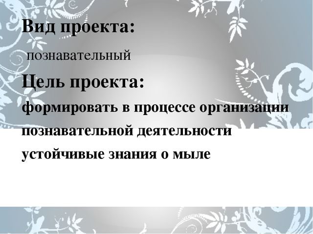 Проект "Что за чудо это мыло"