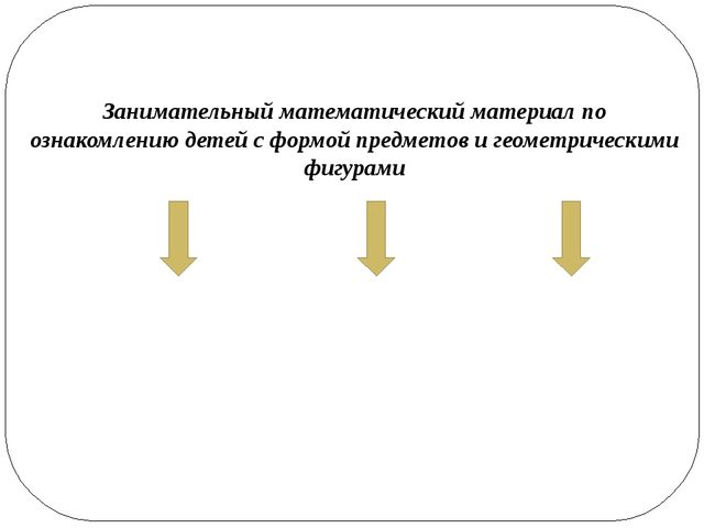 Презентация «ОСОБЕННОСТИ РАЗВИТИЯ ПРЕДСТАВЛЕНИЙ О ГЕОМЕТРИЧЕСКИХ ФИГУРАХ И ФОРМЕ ПРЕДМЕТОВ У ДЕТЕЙ»
