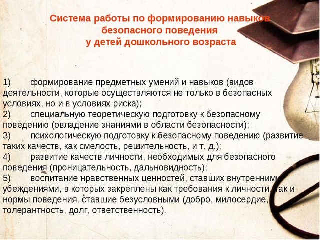 Презентация на тему "Формирование навыков безопасного поведения у детей дошкольного возраста "