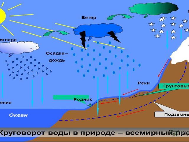 Нарисуйте схему круговорота воды в природе какое значение имеет мировой круговорот воды