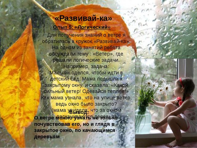 Детский исследовательский проект "Ветер, ветер, ветерок"
