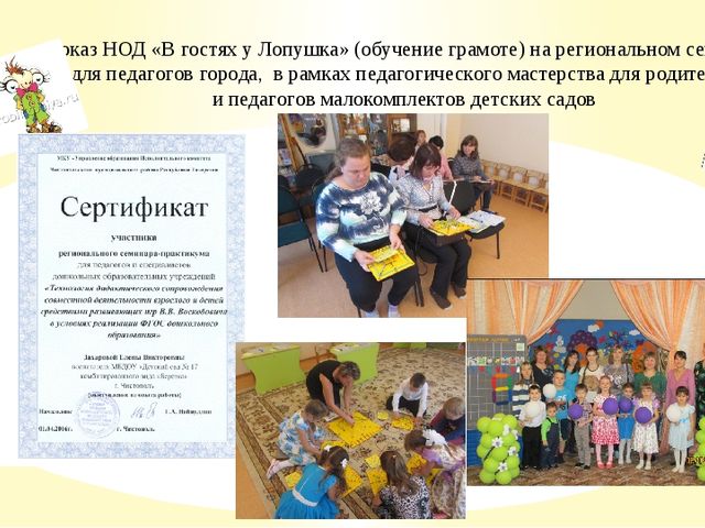 Презентация педагогического проекта "Развивающие игры Вячеслава Воскобовича"