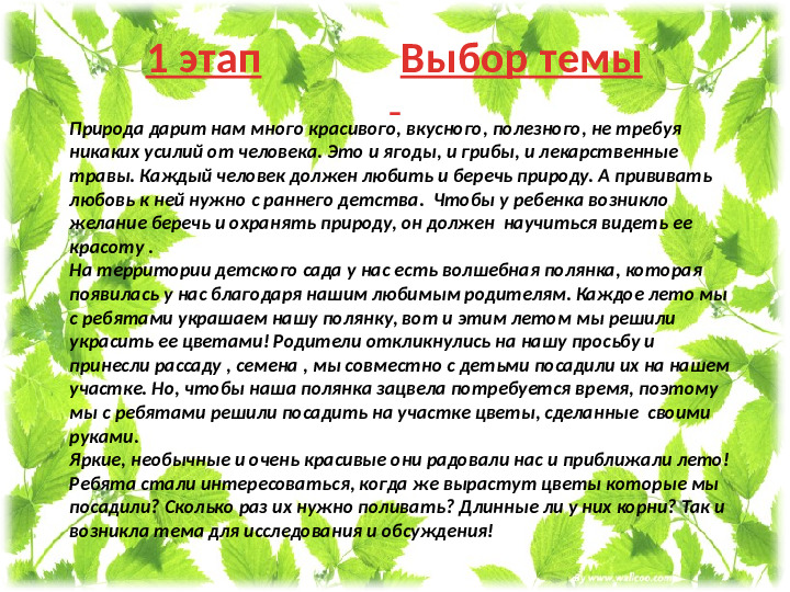 Презентация проекта " Мир цветов"