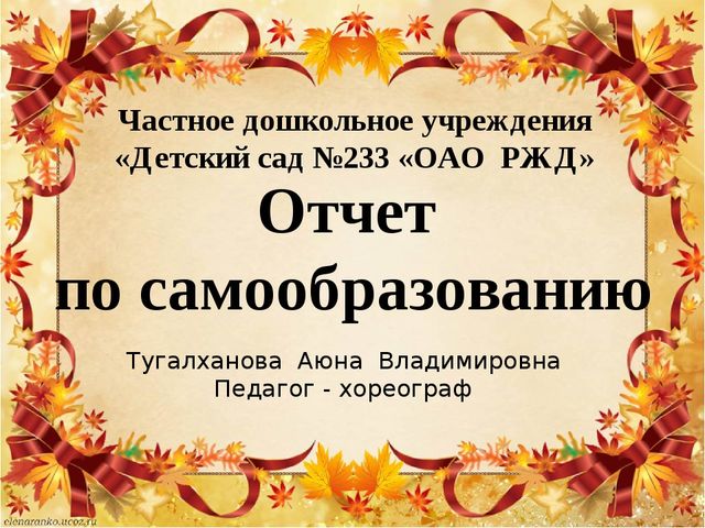 Презентация Отчет по самообразованию