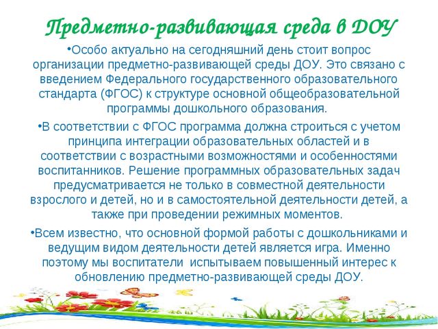 Презентация " Предметно- окружающая среда"