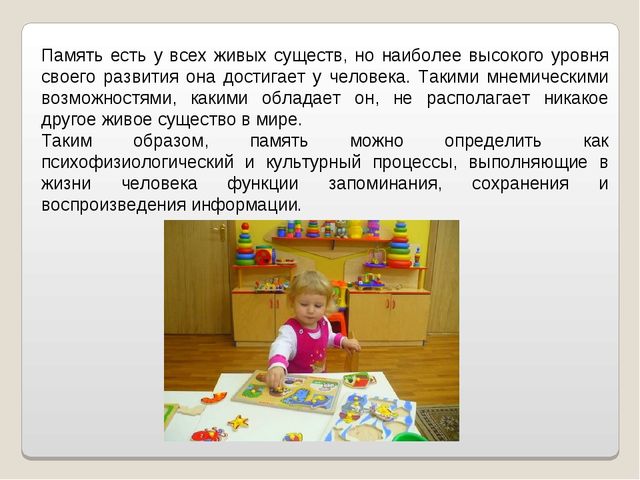Презентация "Развитие памяти в дошкольном возрасте"