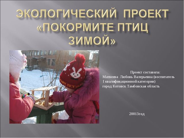 Экологический проект "Покормите птиц зимой" для детей старшего дошкольного возраста