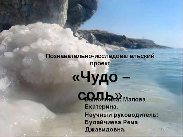 Познавательно-исследовательский проект "Чудо-соль" презентация.