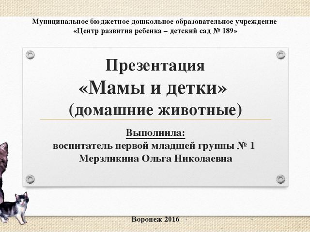 Презентация "Мамы и детки (домашние животные)"
