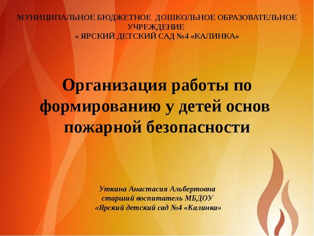 Организация работы по пожарной безопасности в ДОУ