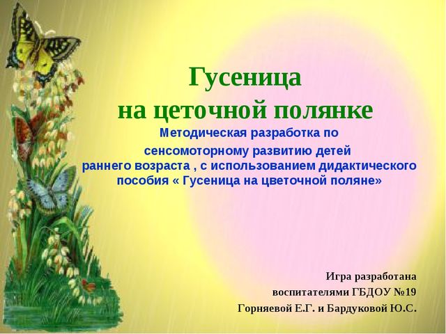 Методическая разработка по сенсомоторному развитию детей раннего возраста,с использованием дидактического пособия " Гусеница на цветочной поляне"