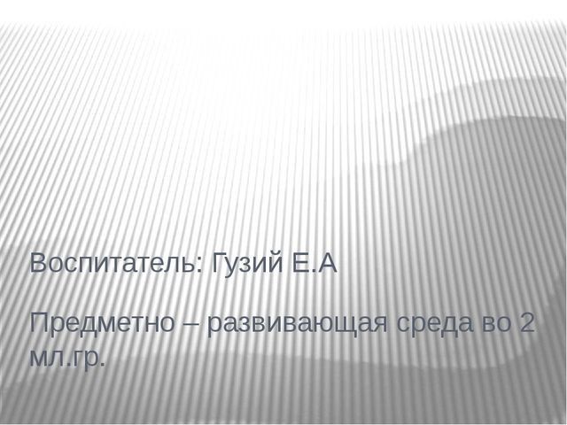 Предметно- развивающая среда во 2 мл.группе