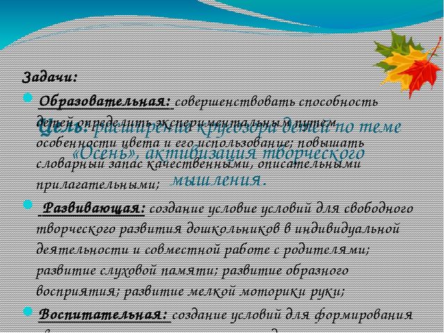 Проект в мини-центре "Золотая осень"