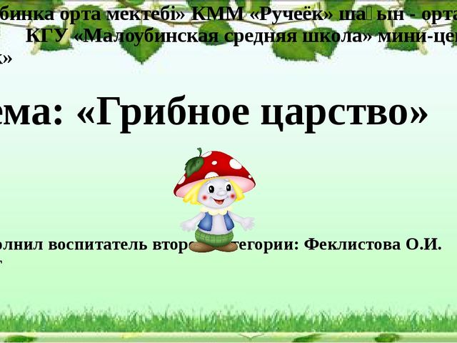 Презентация "Грибное царство" по ознакомлению с окружающим миром старшая группа