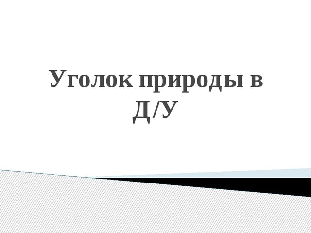 Презентация "Уголок природы в детском саду" - банк идей