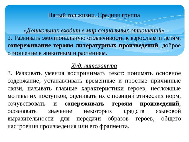 Презентация по теме "Содержание программы по стимулированию у детей сопереживания персонажам художественных произведений"