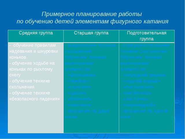 Организация работы в ДОУ по обучению дошкольников элементам фигурного катания