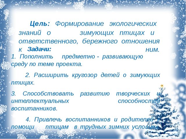 Проект с дошкольниками "Зимующие птицы"