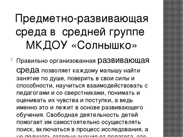 "Предметно - развивающая среда"