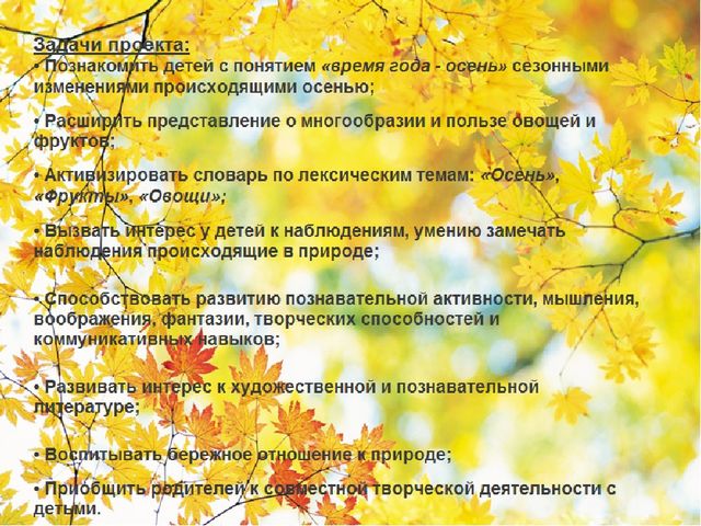 Познавательно-творческий проект "Осень" во второй младшей группе