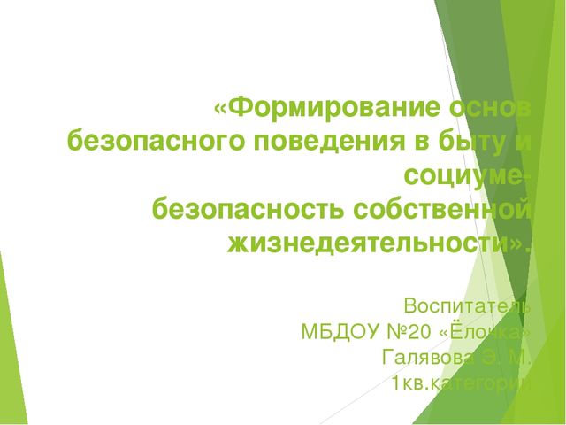 Формирование основ безопасного поведения в быту и социуме- безопасность собственной жизнедеятельности"