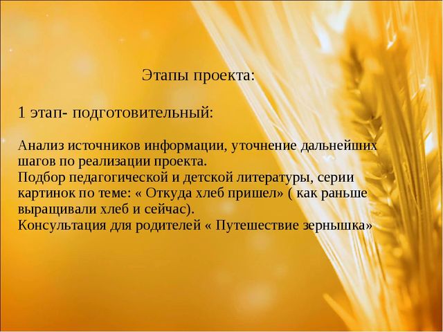 Проект: «Приключения хлебного зернышка»