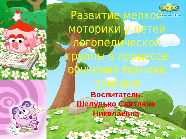 Презентация "Развитие мелкой моторики у детей логопедической группы в процессе обучения техники оригами"