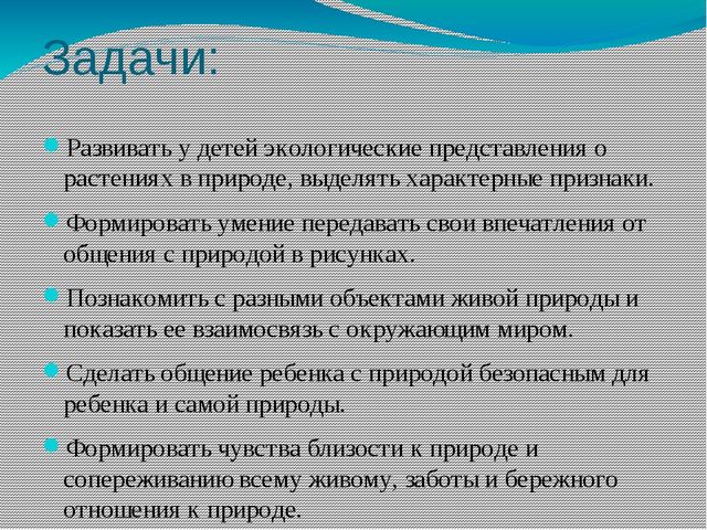 Проект в средней группе "Путешествие по экологической тропинке"