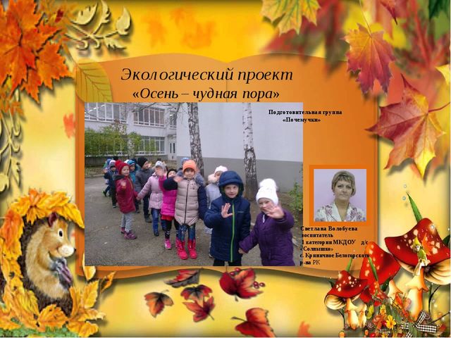 Презентация по теме экологический проект"Осень - чудная пора!"